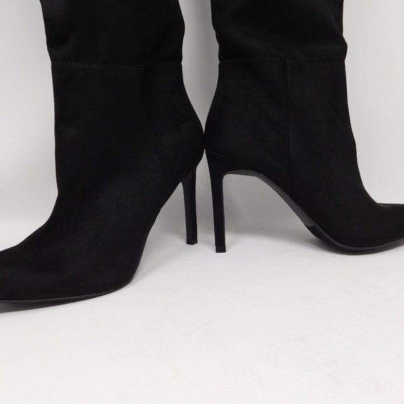 Open Edit Women's Boots Barbara Tall Pointed Toe Zipper Heels Black Size 8.5 M - Picture 2 of 13